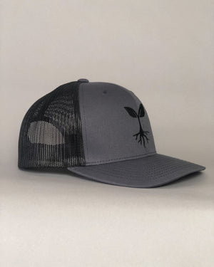 Embroidered Seedling Graphite Truckers Hat
